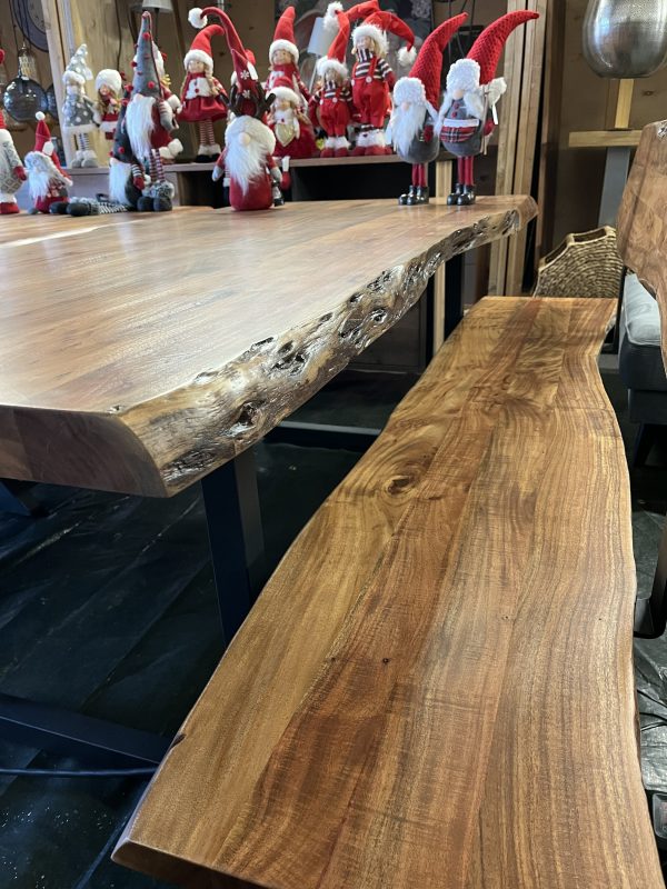 Tisch Industrie Rustikal Gusseisern
Höhenverstellbar massiv Holztisch Akazie + Echt Baumkante – Bild 10
