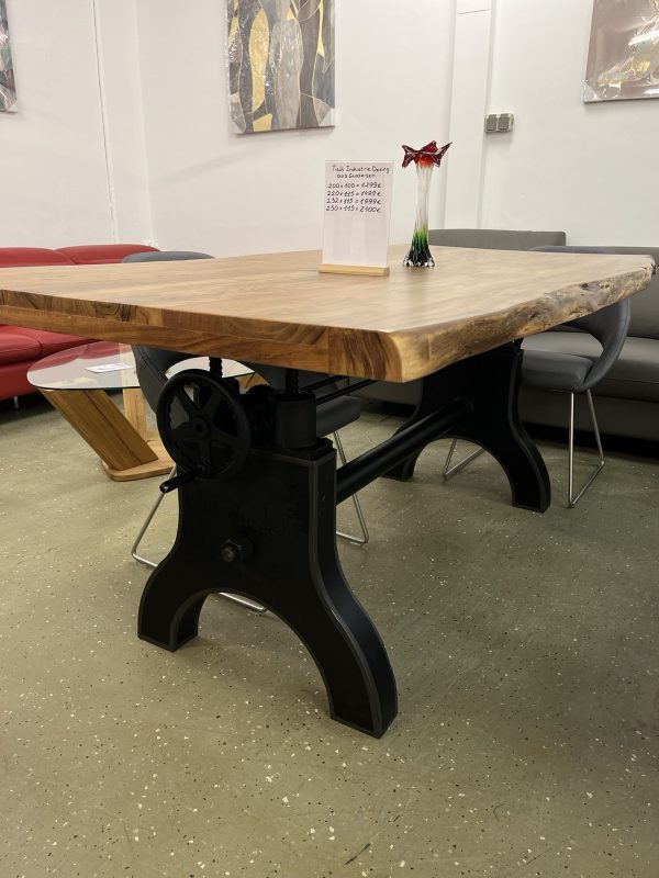 Tisch Industrie Rustikal Gusseisern
Höhenverstellbar massiv Holztisch Akazie + Echt Baumkante – Bild 22