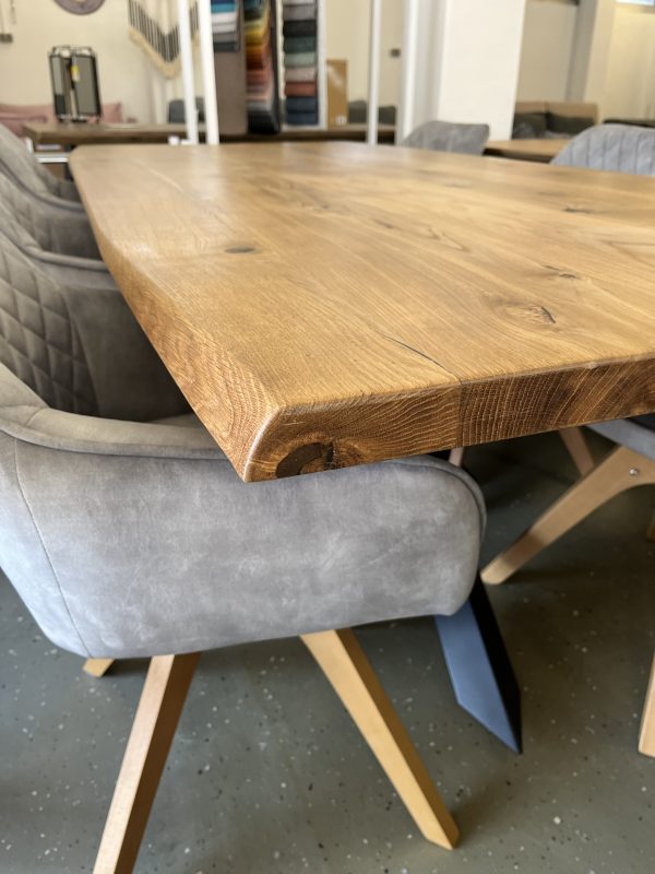 ESSTISCH Eichentisch 200/100/75 cm Wildeiche massiv Holz Schwarz – Bild 4