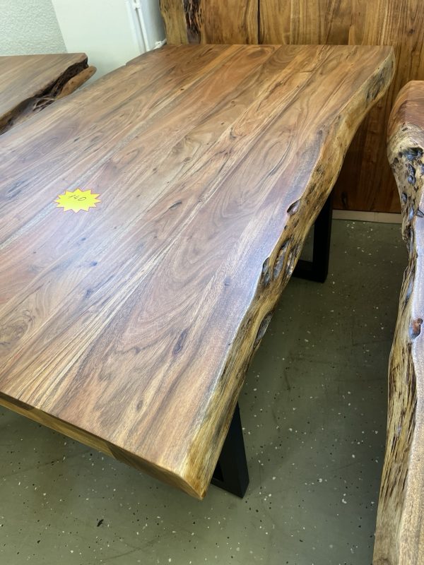 Esstisch Tisch + Massivholz Akazie + 140x90 cm Baumkanten Tische – Bild 15
