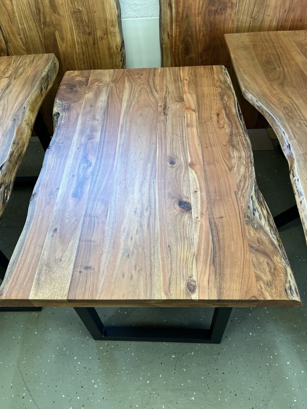 Esstisch Tisch + Massivholz Akazie + 140x90 cm Baumkanten Tische – Bild 10