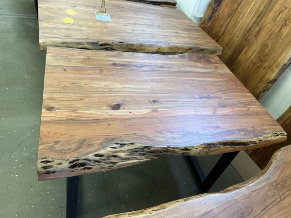 Esstisch Tisch + Massivholz Akazie + 140x90 cm Baumkanten Tische – Bild 7