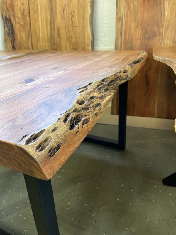 Esstisch Tisch + Massivholz Akazie + 140x90 cm Baumkanten Tische – Bild 6