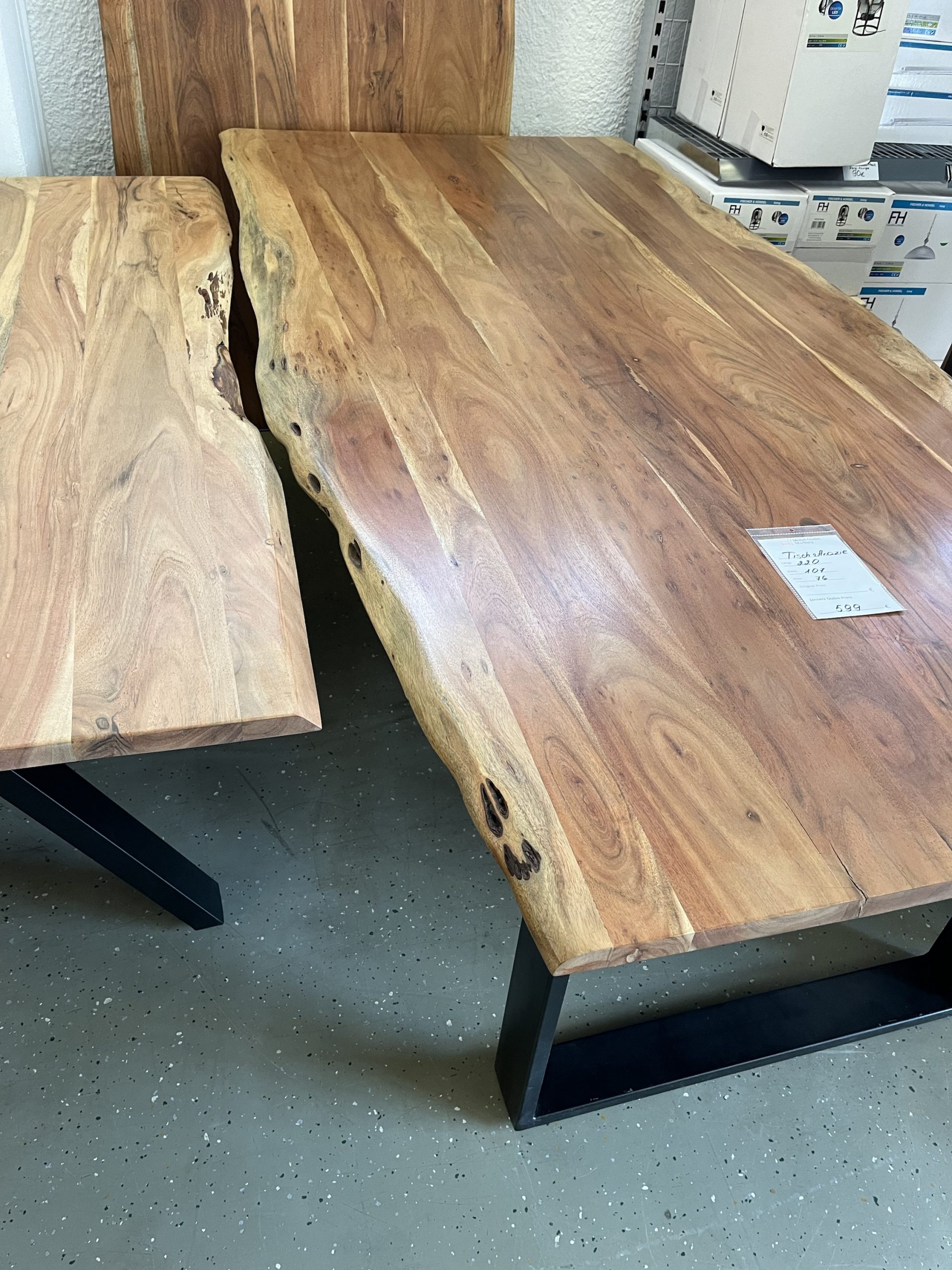Esstisch Tisch + Massivholz Akazie + Designer Gestell 220x100 cm – Bild 7
