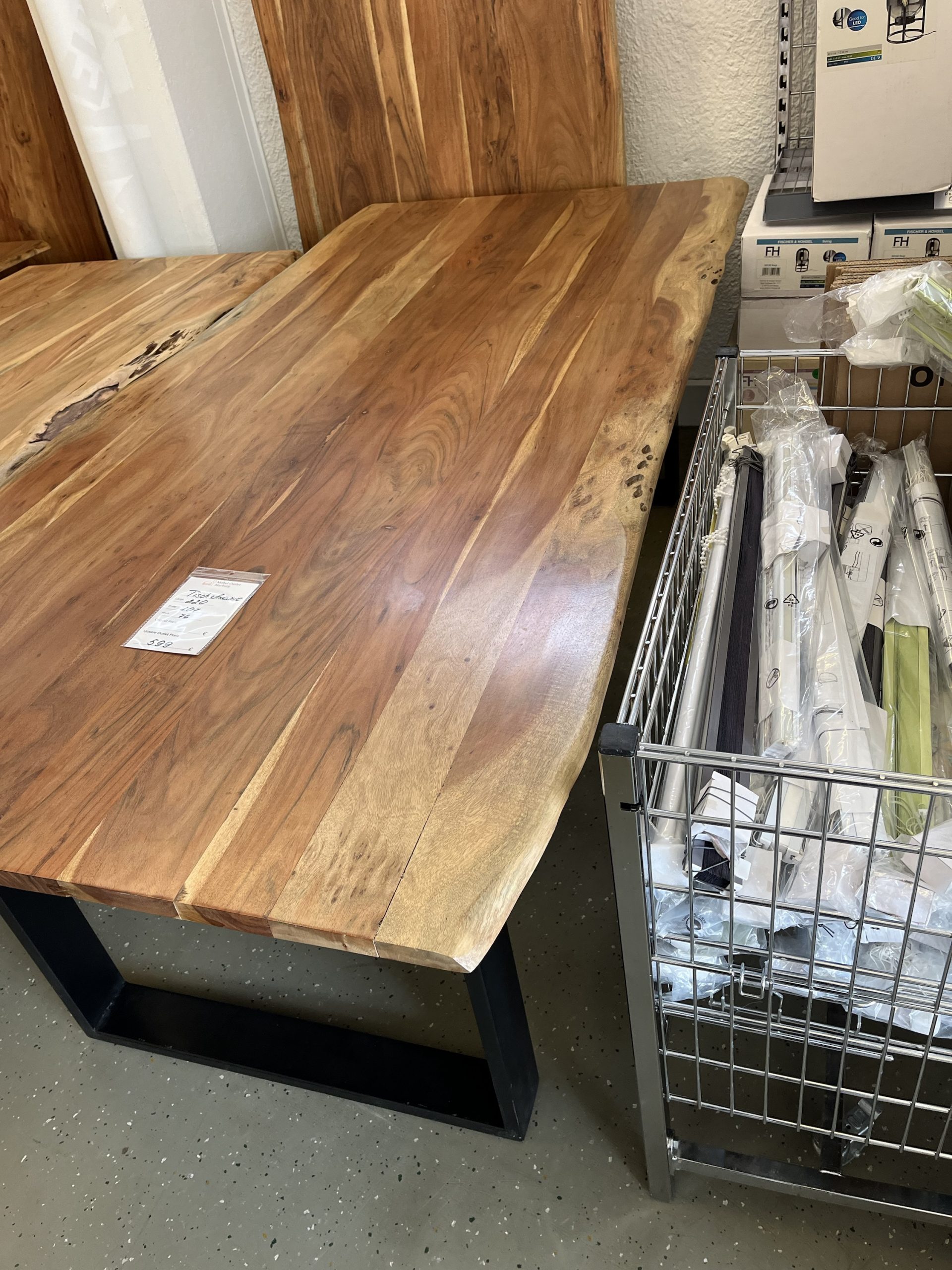 Esstisch Tisch + Massivholz Akazie + Designer Gestell 220x100 cm – Bild 6