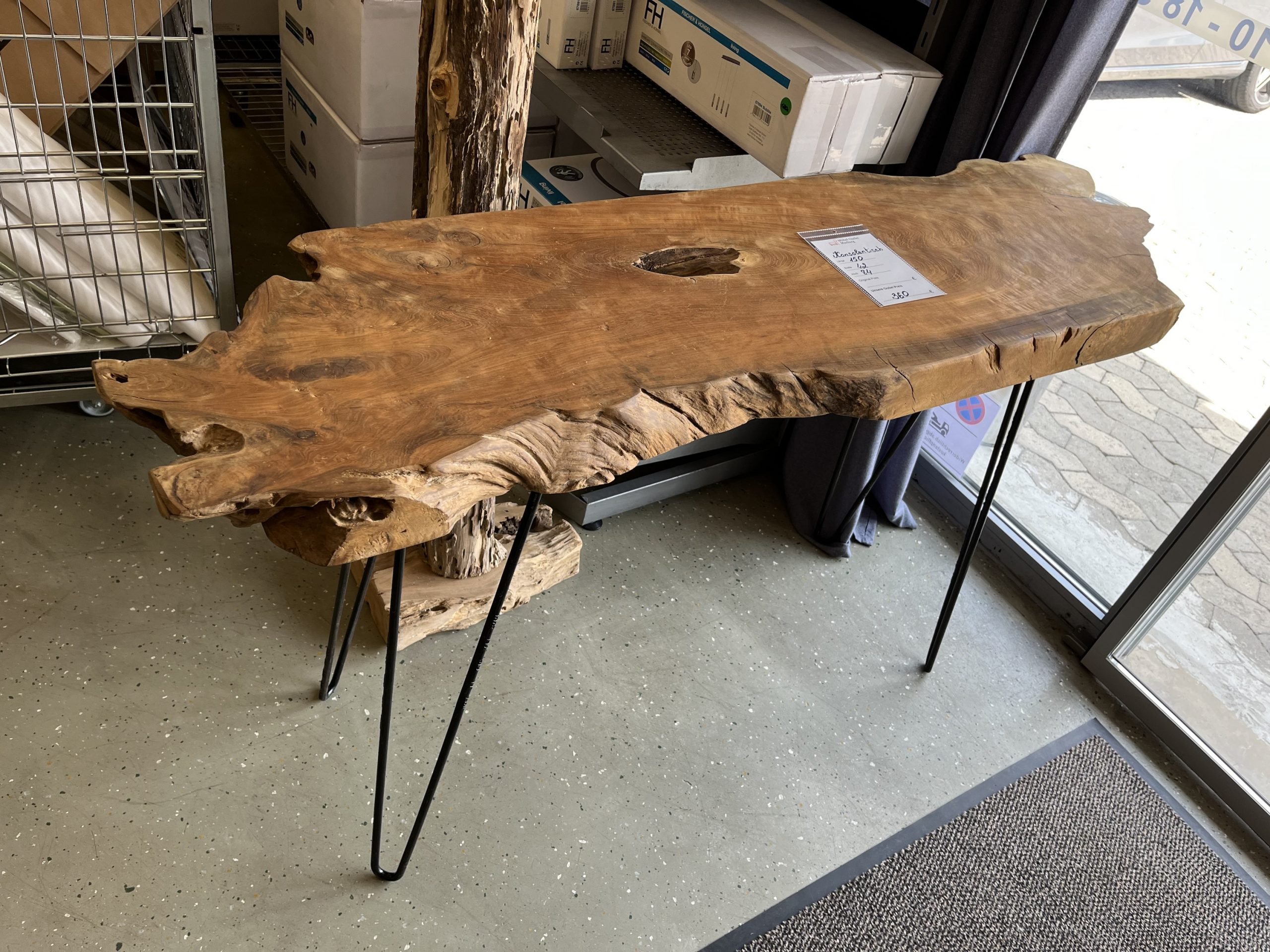 Konsolentisch aus massivem Teakwurzelholz 150x42x84cm