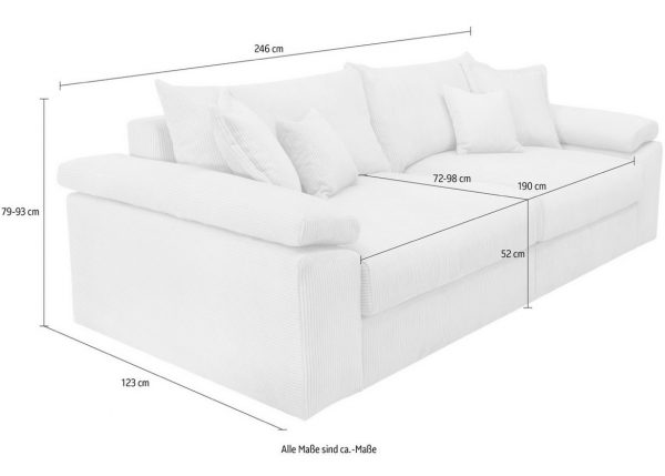 Big-Sofa Wohnlandschaft XXL Mega
Soïa+Sessel+Hocker in Cord – Bild 11