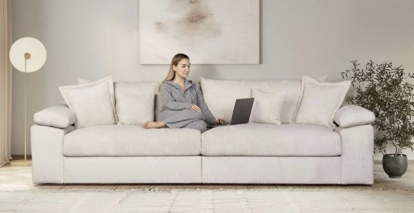 Big-Sofa Wohnlandschaft XXL Mega Sofa
+ Hocker in Cord – Bild 11