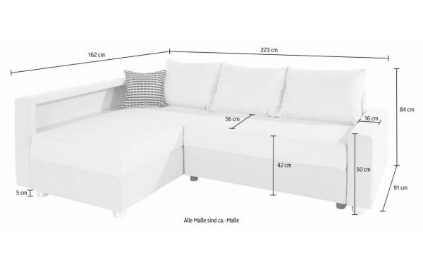 Ecksofa Schlafsofa L-Form inklusive Bettfunktion, Federkern LED Beleuchtung – Bild 10