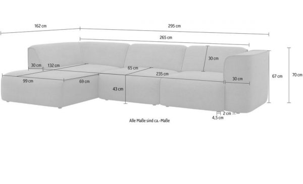 Ecksofa L-Form Module erweiterbar
295/162/70 cm – Bild 5