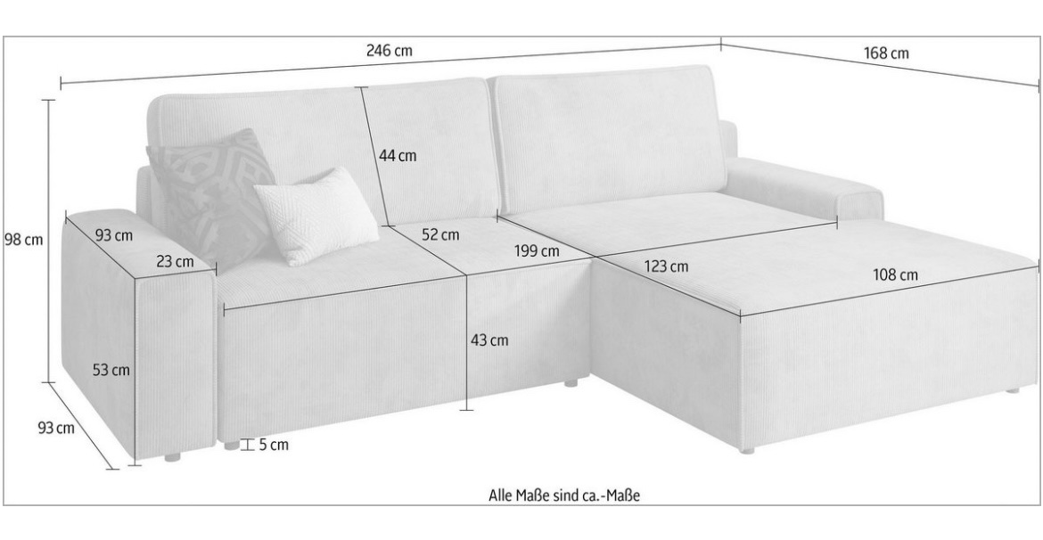 Ecksofa Schlafsofa mit Bettkasten, Couch in L-Form, Breite 245 cm – Bild 18