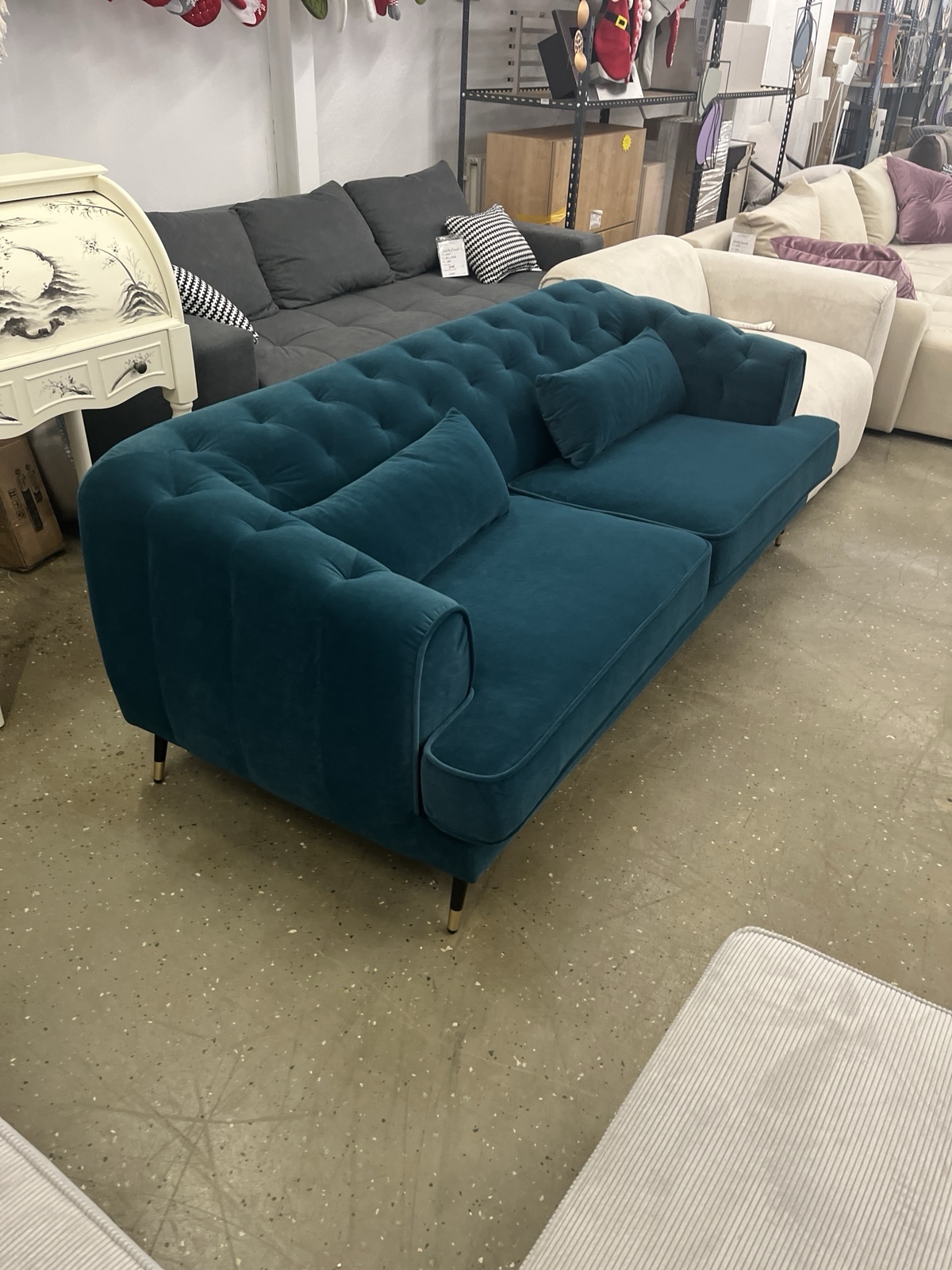 3-Sitzer-Sofa, Samt, Enteneiblau
200x90x72 cm – Bild 7