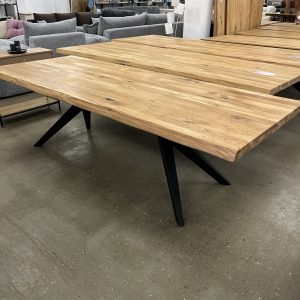 Esstisch aus Eiche Massiv mit Baumkante 260x100x75 cm 60 mm Stark gedoppelt