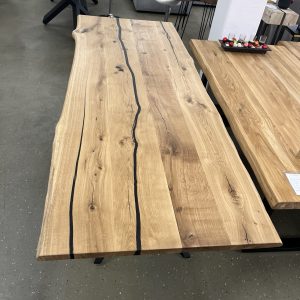 Esstisch Tisch +Massivholz Eiche VOLL 4cm +Baumkante +Epoxidharz 260x100 cm