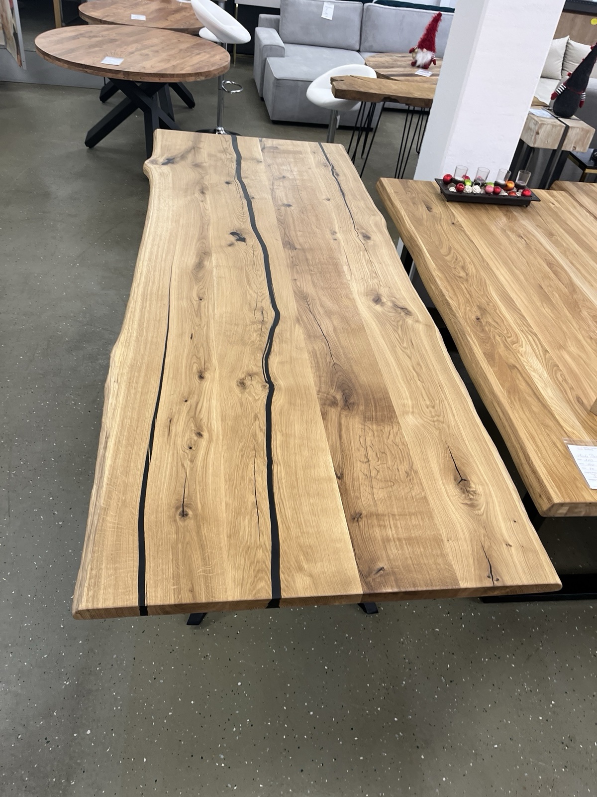 Esstisch Tisch +Massivholz Eiche VOLL 4cm +Baumkante +Epoxidharz 260x100 cm