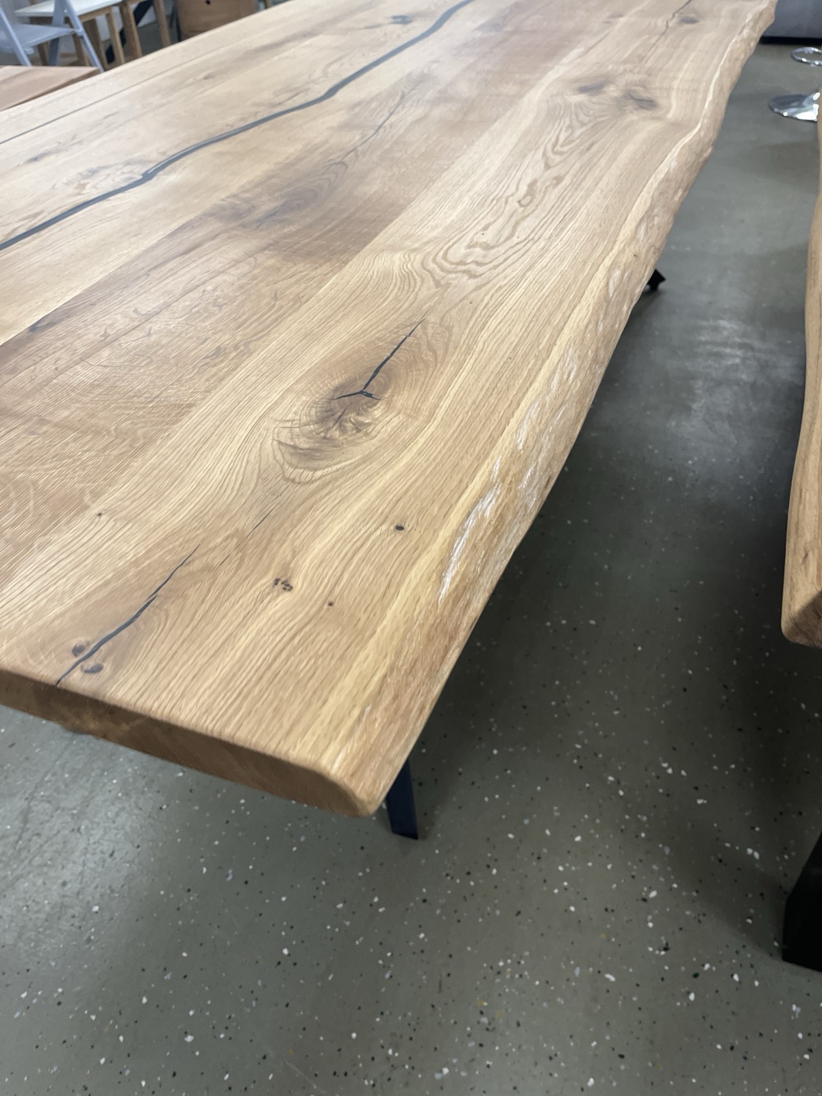 Esstisch Tisch +Massivholz Eiche VOLL 4cm +Baumkante +Epoxidharz 260x100 cm – Bild 6