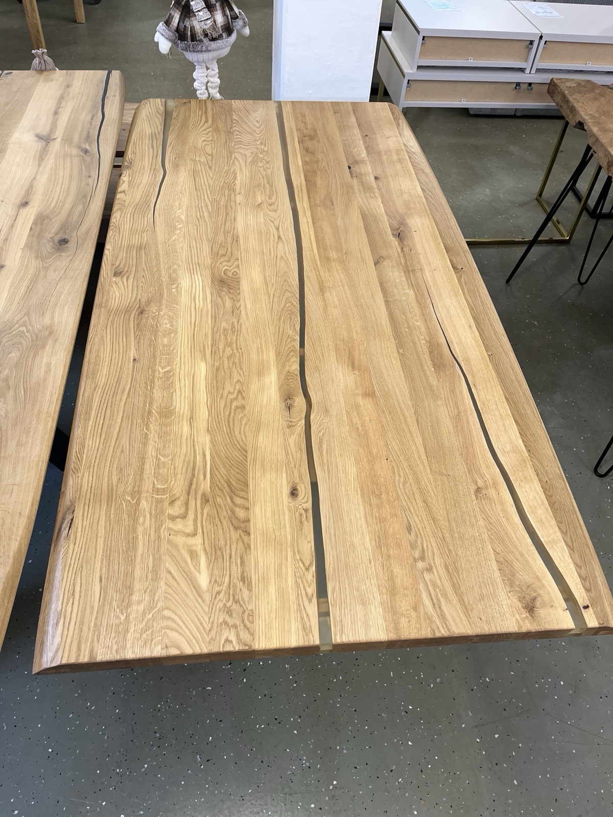 Esstisch Tisch + Massivholz Eiche 200x100x75 Epoxidharz mit Stern / Doppel X und U Gestell – Bild 7