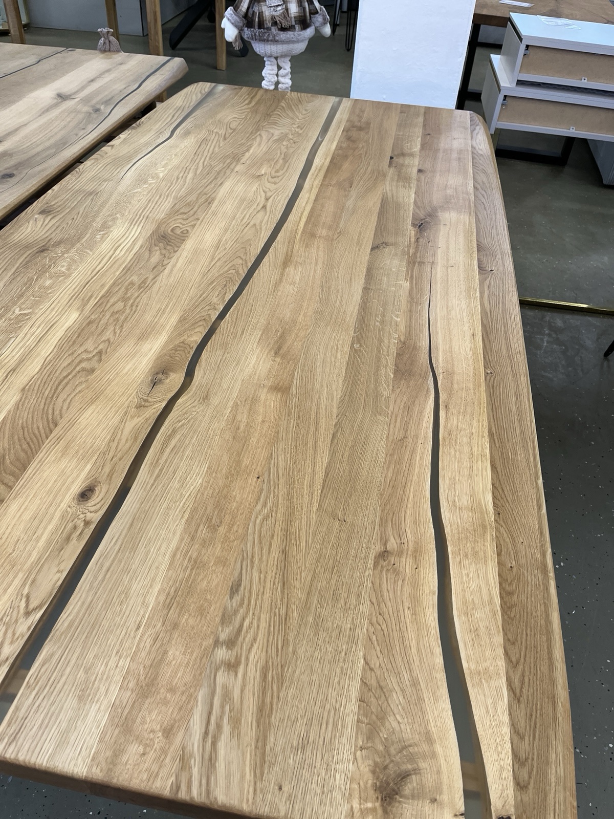 Esstisch Tisch + Massivholz Eiche 200x100x75 Epoxidharz mit Stern / Doppel X und U Gestell – Bild 14