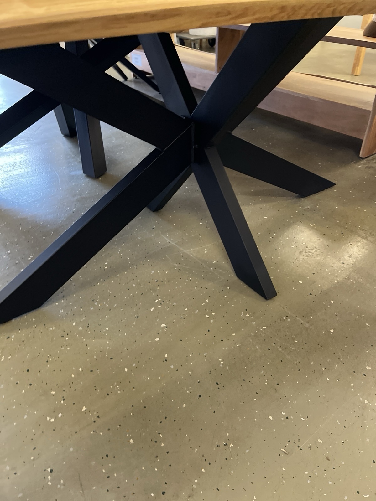 Esstisch Tisch + Massivholz Eiche 200x100x75 Epoxidharz mit Stern / Doppel X und U Gestell – Bild 16