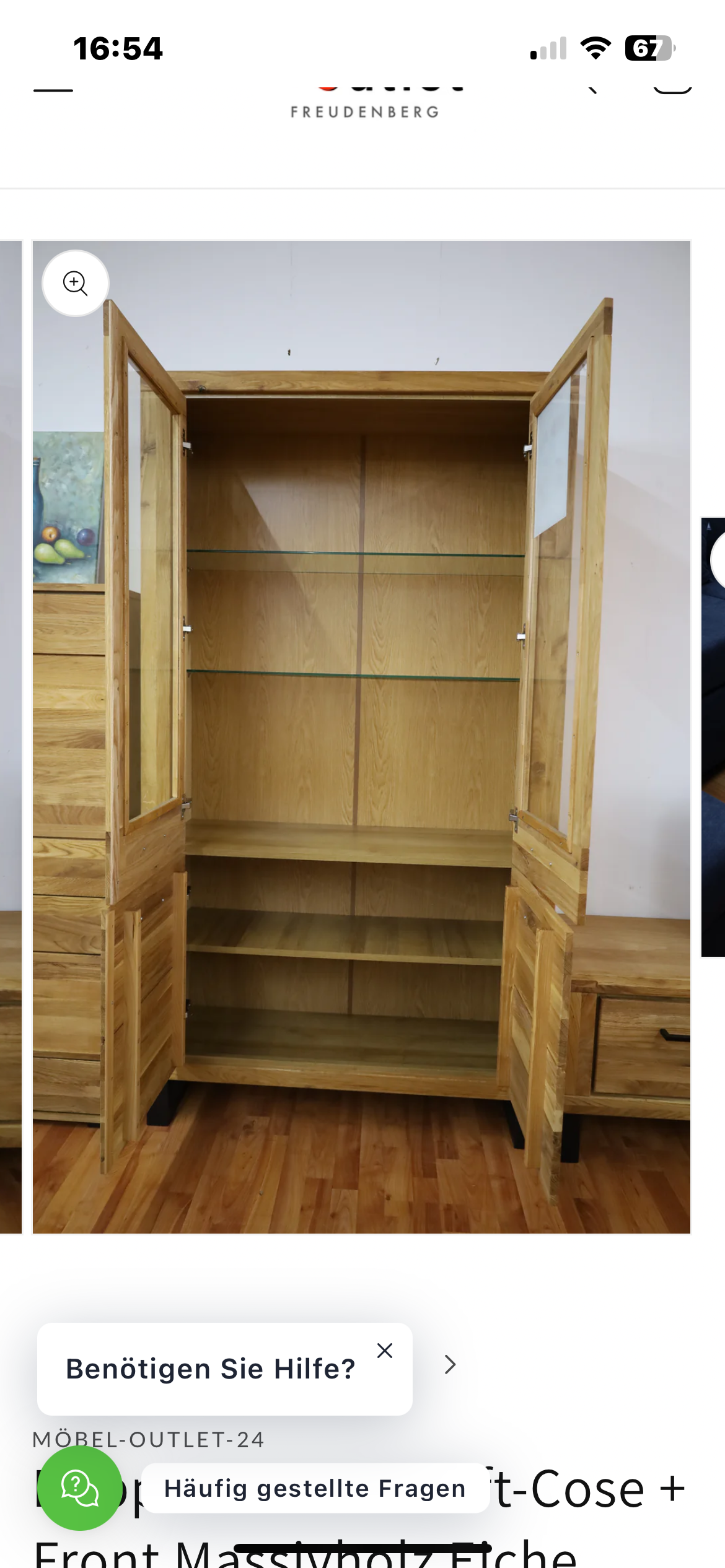 Vitrine Doppelvitrine + Soft-Cose 200x109 cm Front Massivholz Eiche 599€ – Bild 2