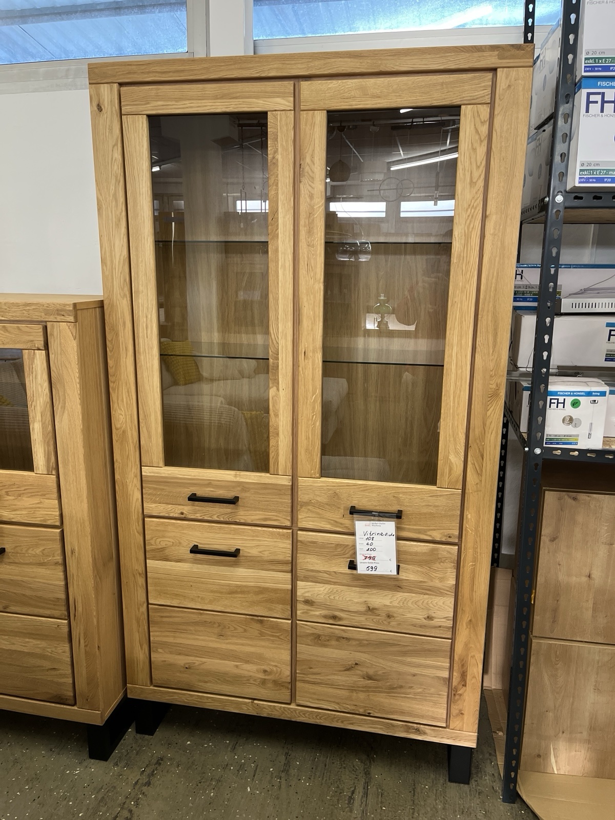 Vitrine Doppelvitrine + Soft-Cose 200x109 cm Front Massivholz Eiche 599€