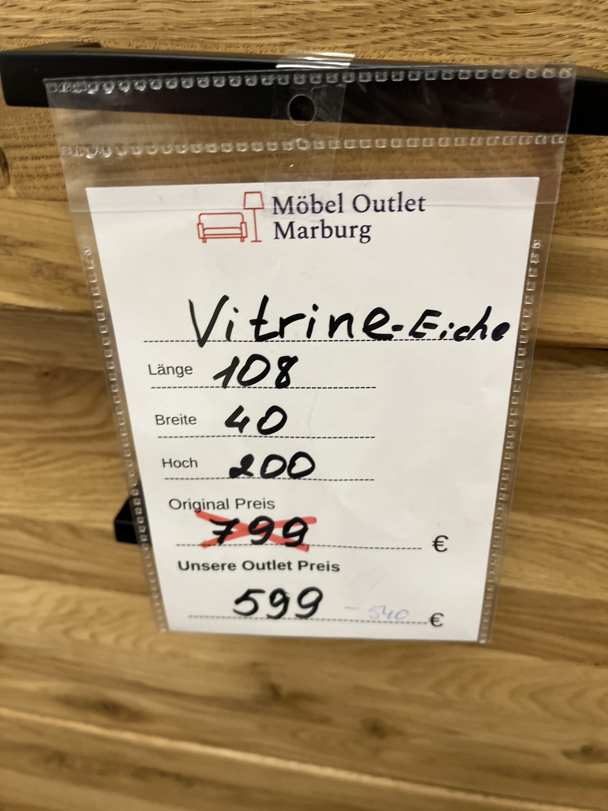 Vitrine Doppelvitrine + Soft-Cose 200x109 cm Front Massivholz Eiche 599€ – Bild 9